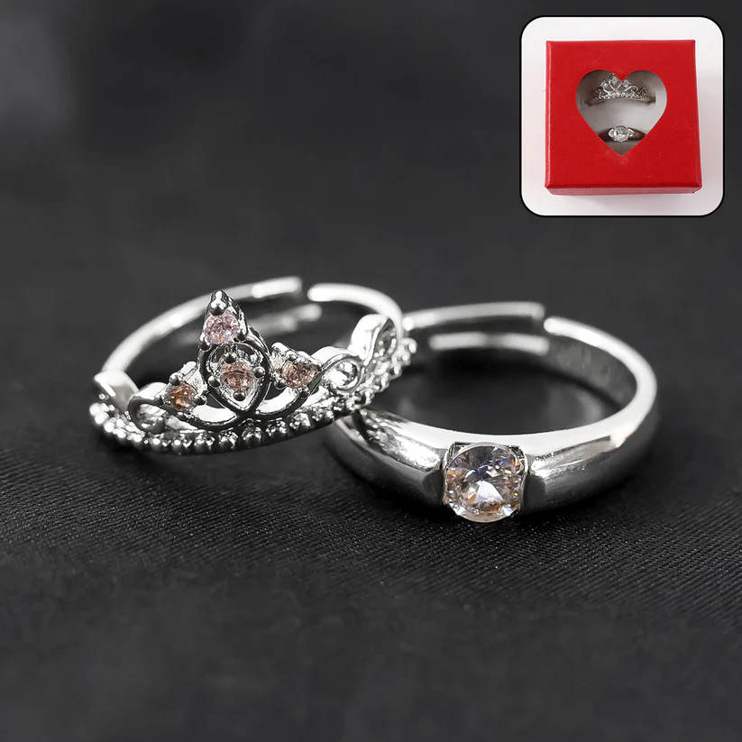 Sterling Oxidised Silver Couple Ring Gift With Attractive Red Love Box (2Pcs) - Image 5