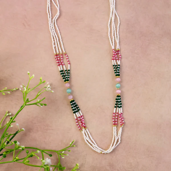 Elegant Handmade Multicolor Beaded Mala Necklace for Women Stylish Wear - Image 2