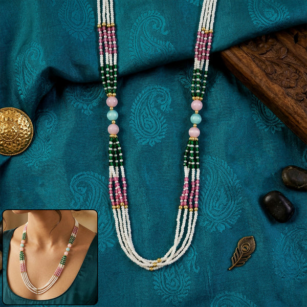Elegant Handmade Multicolor Beaded Mala Necklace for Women Stylish Wear - Image 3