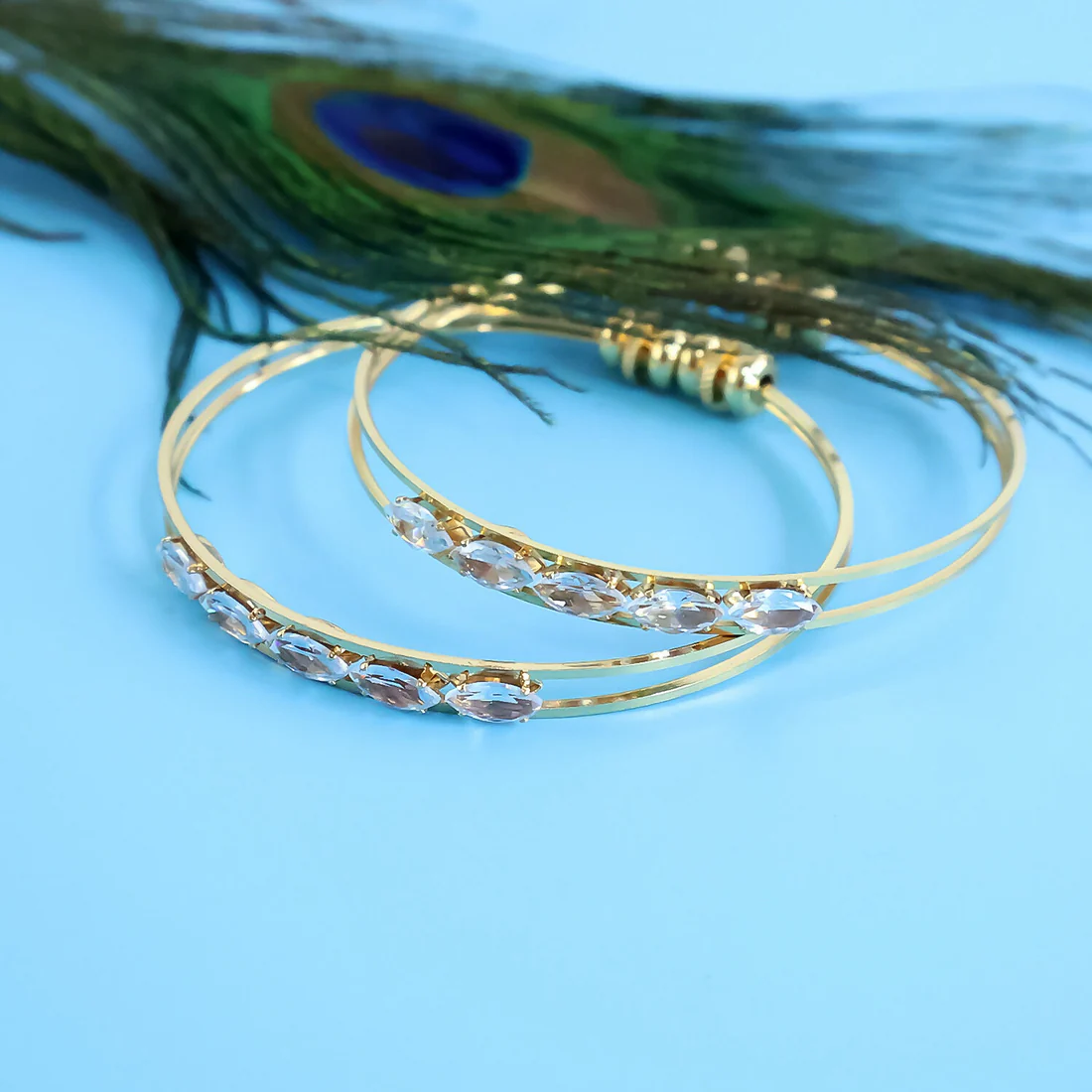 Crystal Studded Dual-Line Bangles - Image 4