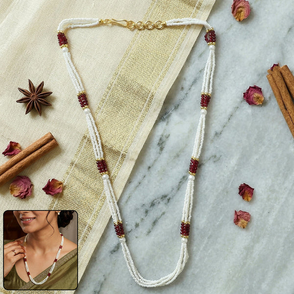 Elegant Beaded Pearl Mala Traditional Ethnic Necklace for Women Handmade - Image 3