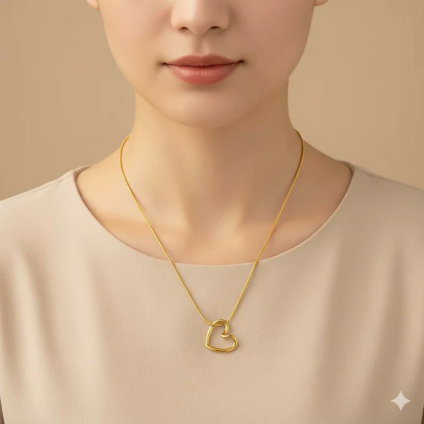 Elegant Gold Heart Pendant Necklace for Women – Minimalist Love Charm Jewelry - Image 3