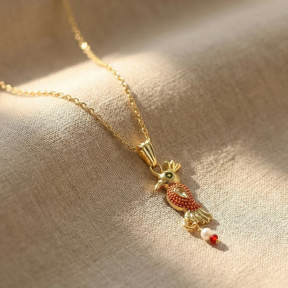 Traditional Bird Design Pendant Necklace with Chain for Women - Image 3