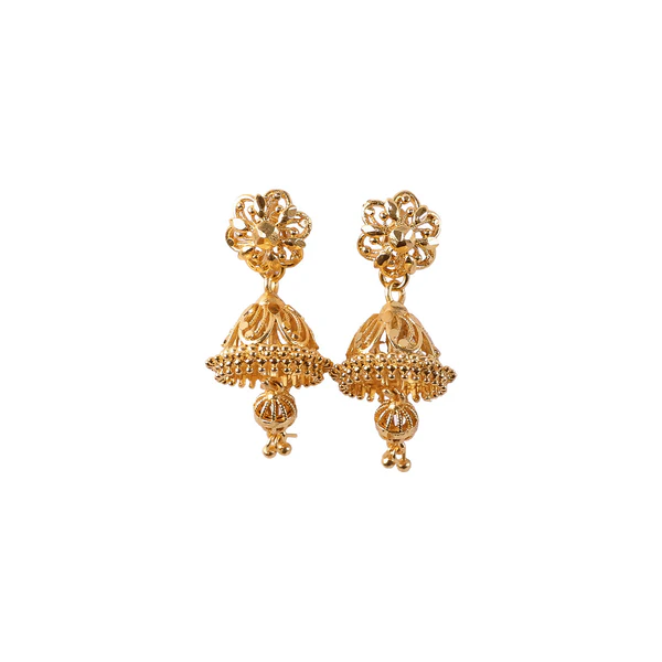 Exquisite Ethnic Gold-Toned Jhumki Earrings for Weddings and Festive Wear - Image 3