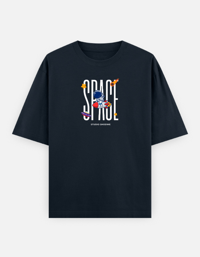 Space Print Oversized Classic T-Shirt - Image 17