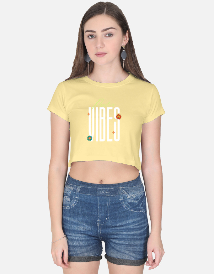 Positive Vibes Print Crop Top - Image 2