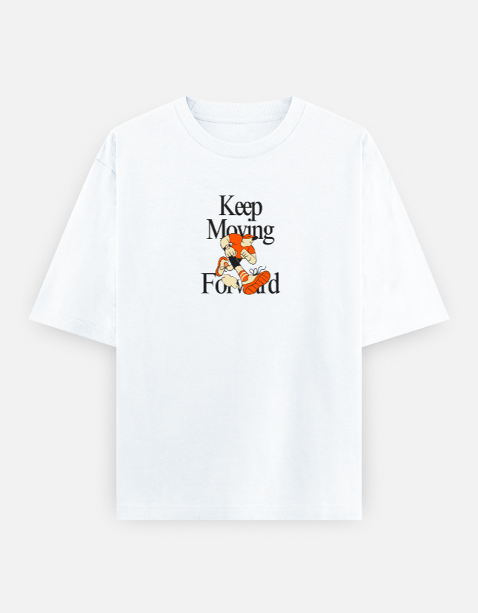 keep Moving Print Oversized Classic T-Shirt