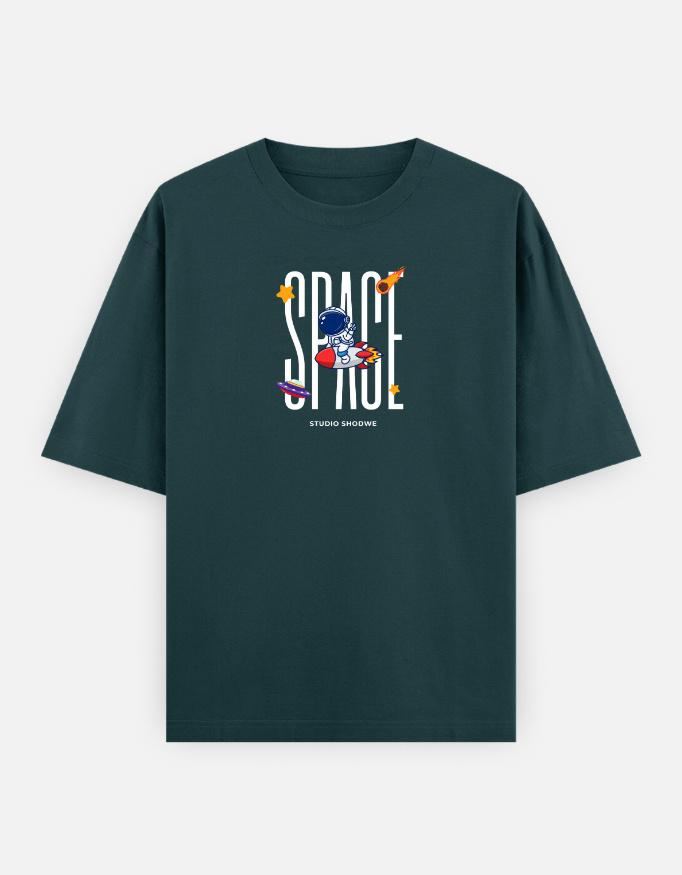 Space Print Oversized Classic T-Shirt - Image 12