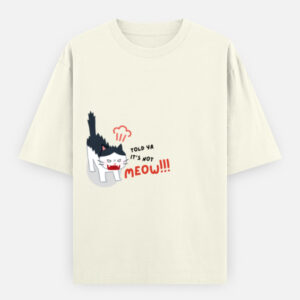 Angry Cat Print Oversized Classic T-Shirt