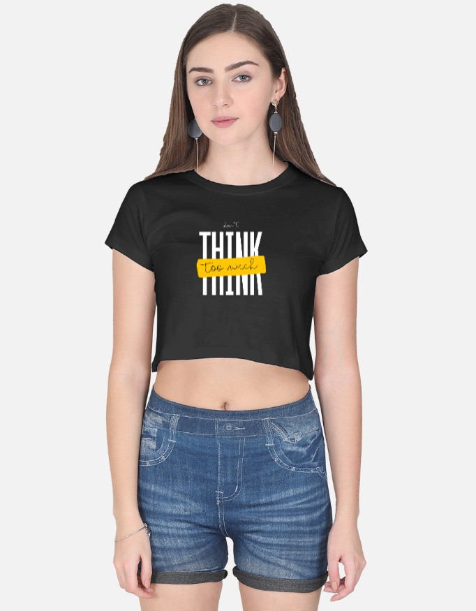 Think Too Much Print Crop Top - Image 9
