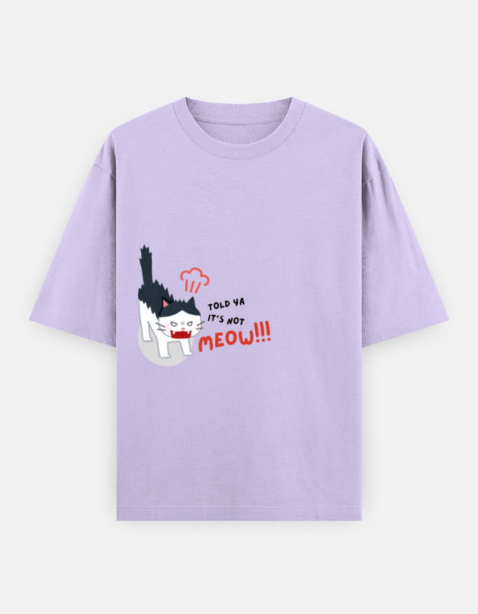 Angry Cat Print Oversized Classic T-Shirt - Image 4