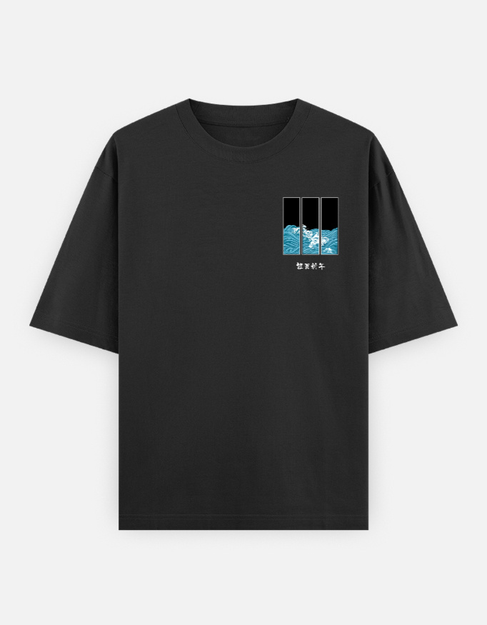 Sea Waves Print Oversized Classic T-Shirt - Image 2