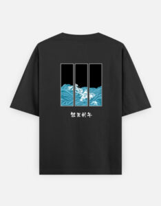 Sea Waves Print Oversized Classic T-Shirt