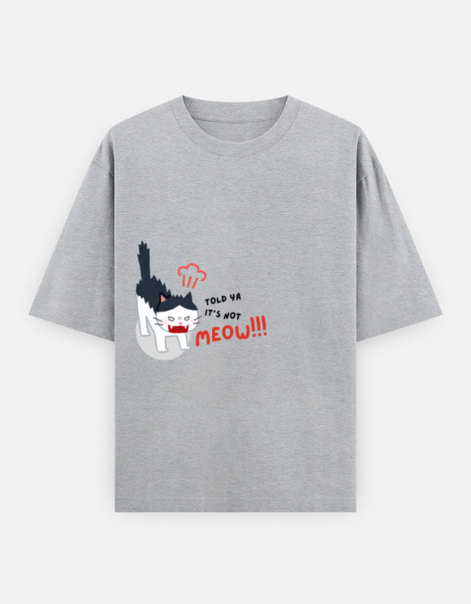 Angry Cat Print Oversized Classic T-Shirt - Image 7