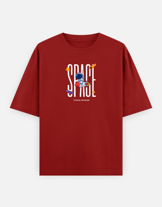 Space Print Oversized Classic T-Shirt
