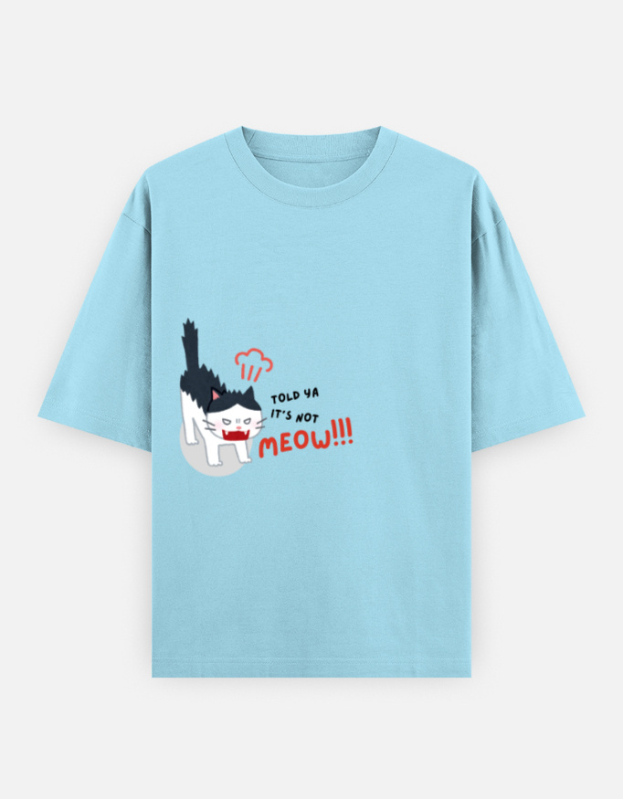 Angry Cat Print Oversized Classic T-Shirt - Image 2