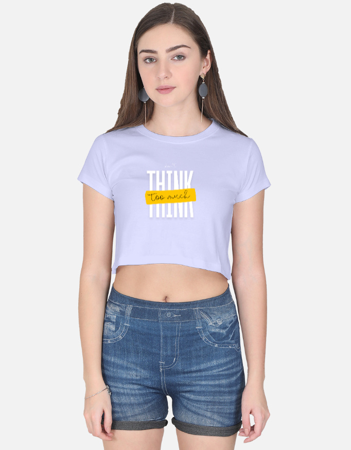 Think Too Much Print Crop Top - Image 3