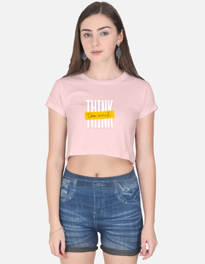 Think Too Much Print Crop Top - Image 4