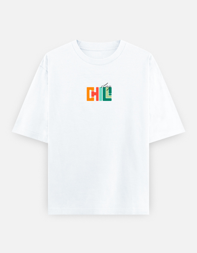 Stay Chill Print Oversized Classic T-Shirt - Image 4