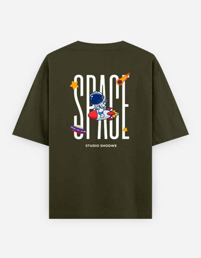 Space Print Oversized Classic T-Shirt - Image 2