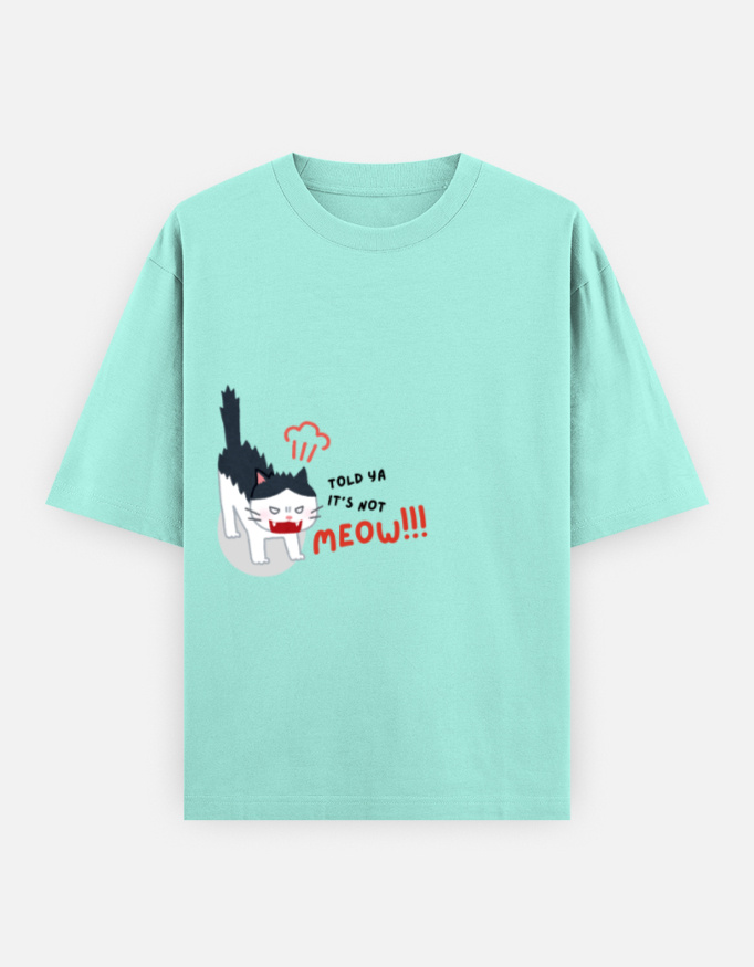 Angry Cat Print Oversized Classic T-Shirt - Image 3