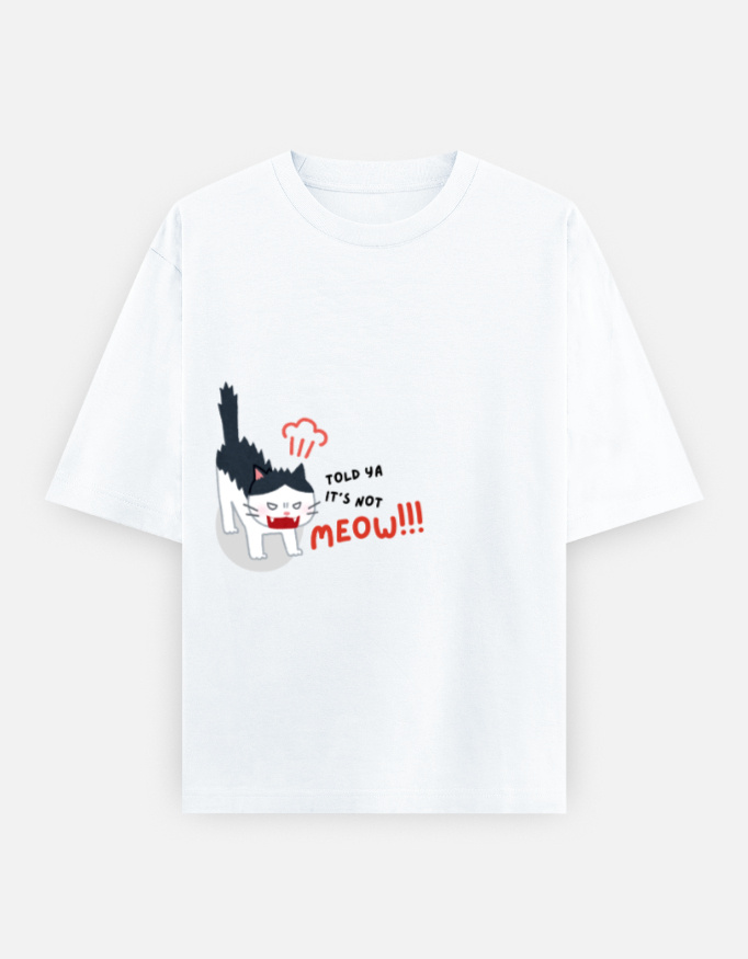 Angry Cat Print Oversized Classic T-Shirt - Image 8