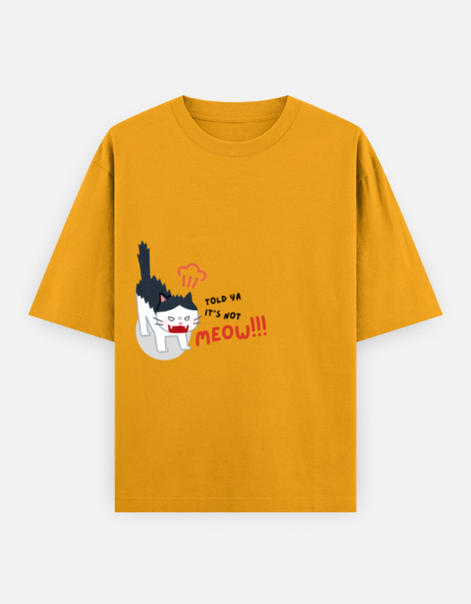 Angry Cat Print Oversized Classic T-Shirt - Image 6