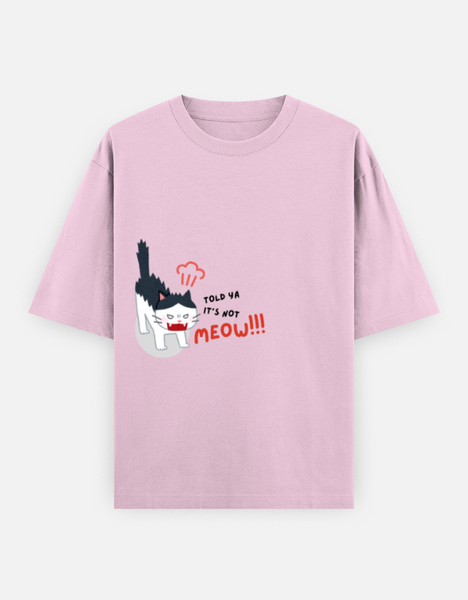 Angry Cat Print Oversized Classic T-Shirt - Image 5