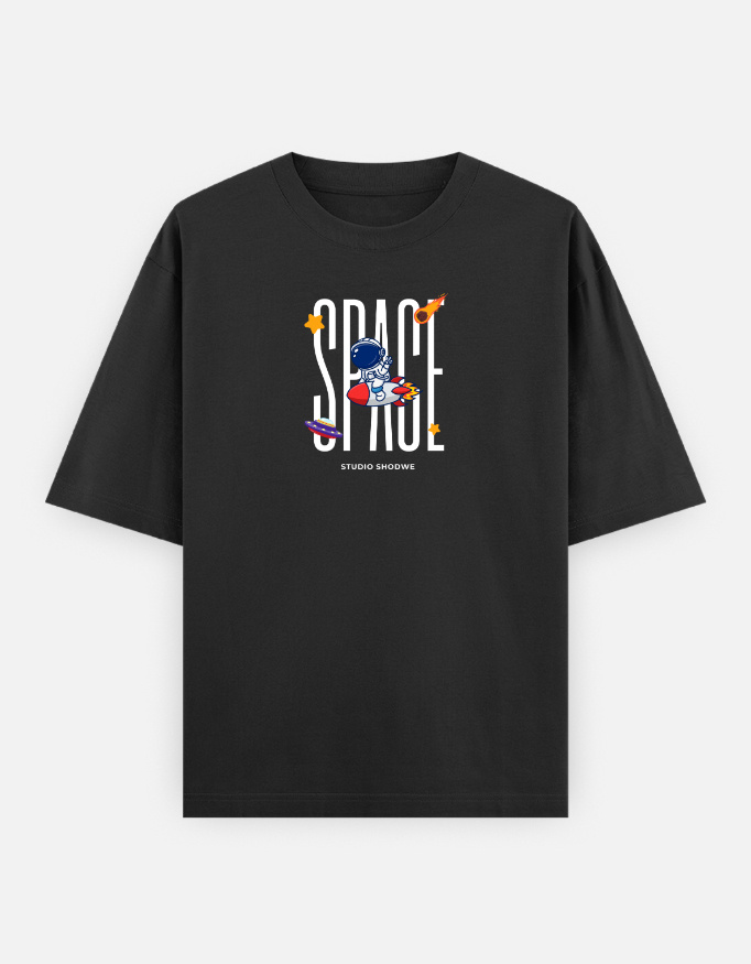 Space Print Oversized Classic T-Shirt - Image 18