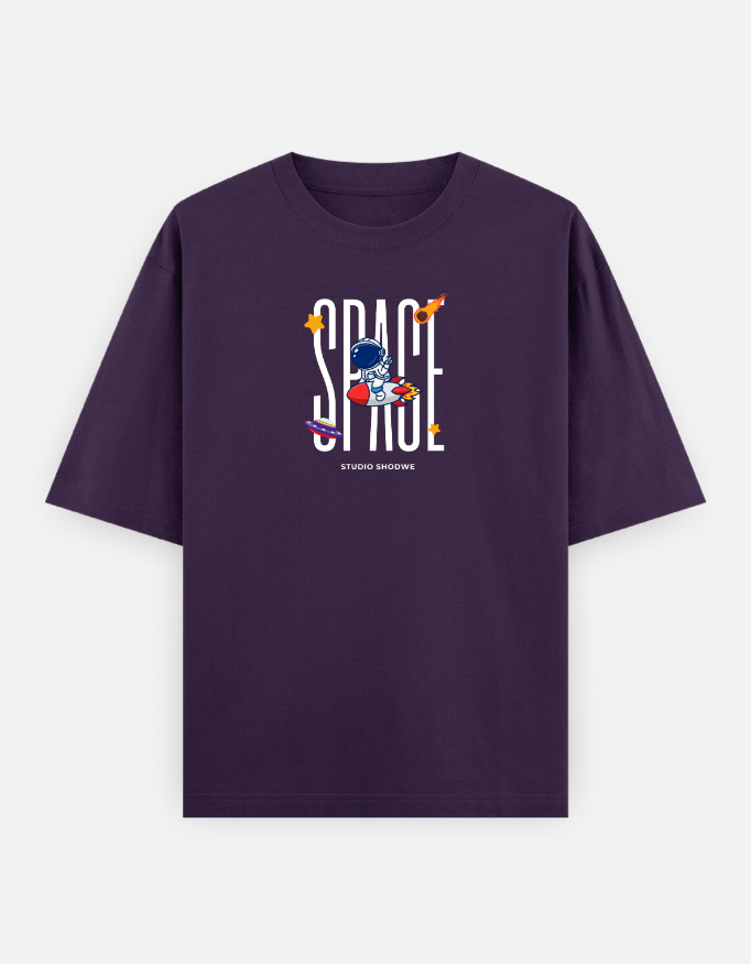 Space Print Oversized Classic T-Shirt - Image 13