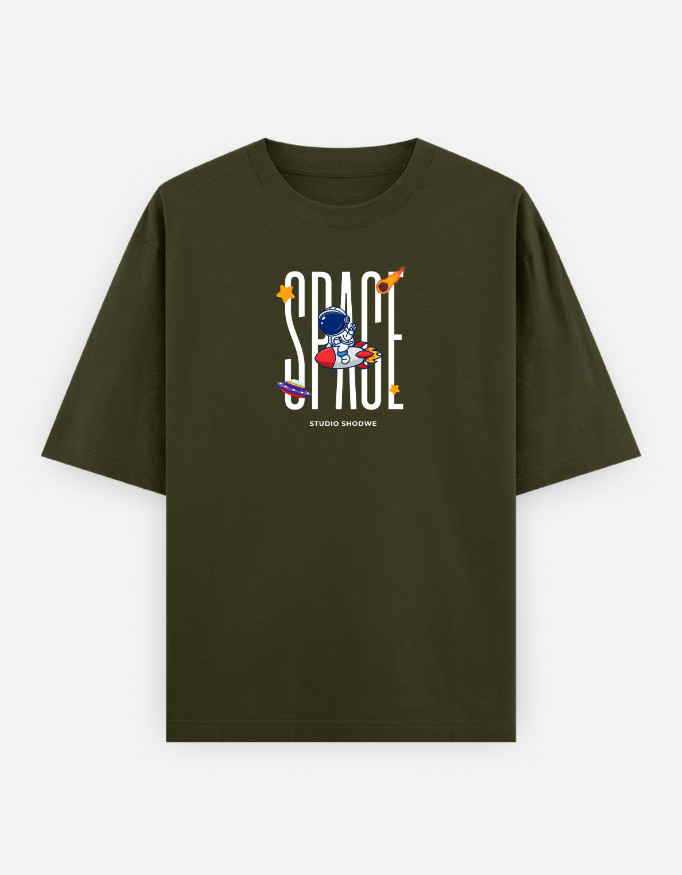 Space Print Oversized Classic T-Shirt - Image 11