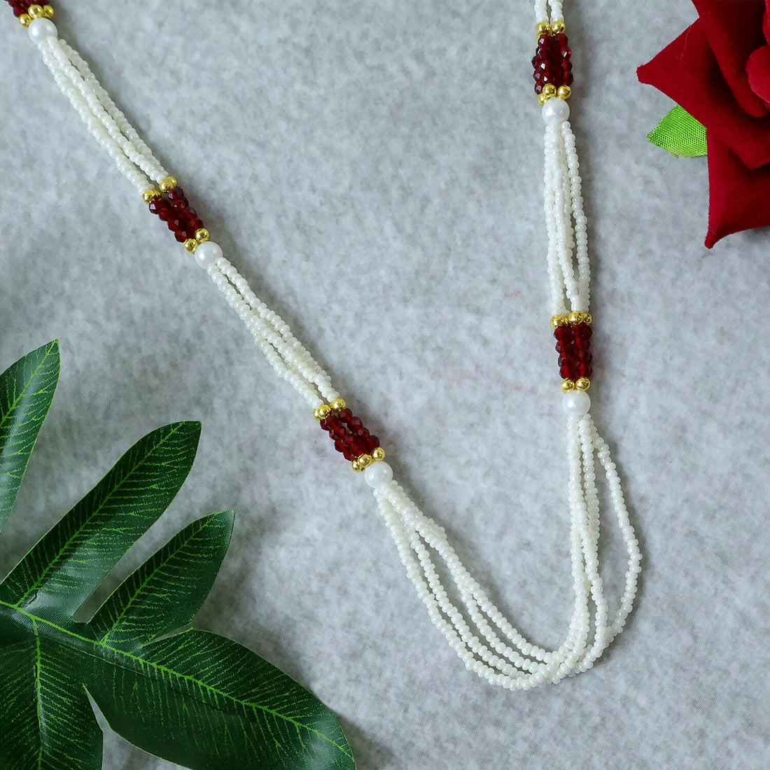 Elegant Beaded Pearl Mala Traditional Ethnic Necklace for Women Handmade - Image 2