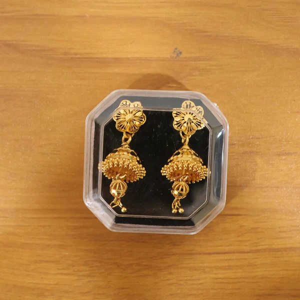 Designer Floral Top Gold Jhumka Earrings – Festive Collection - Image 4