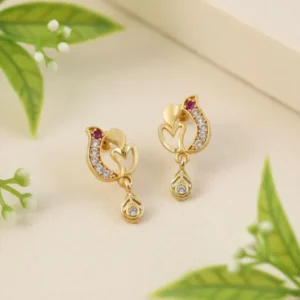 Charming Designer Heart Drop Earrings in Gold Finish