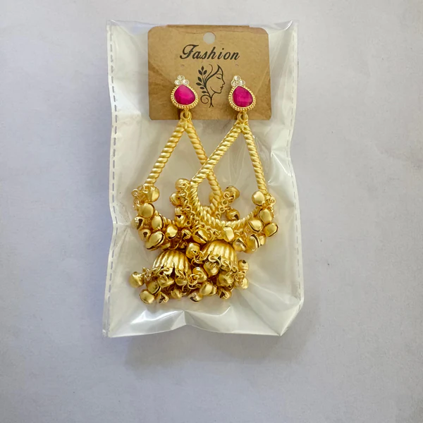 Traditional Kashmiri Inspired Jhumka Drop Earrings with Intricate Bell Detailing - Image 2