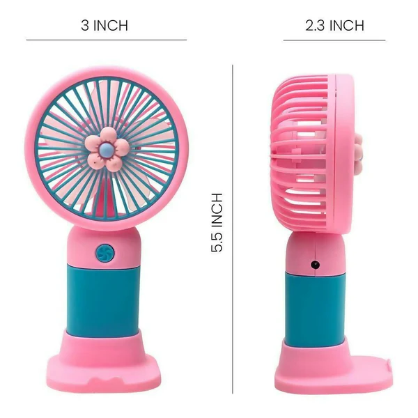 Mini Portable Handheld Fan with Stand, 3 Speed Modes - Image 2