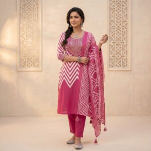 Rosy Charm Ethnic Set | Women Three Piece Suit