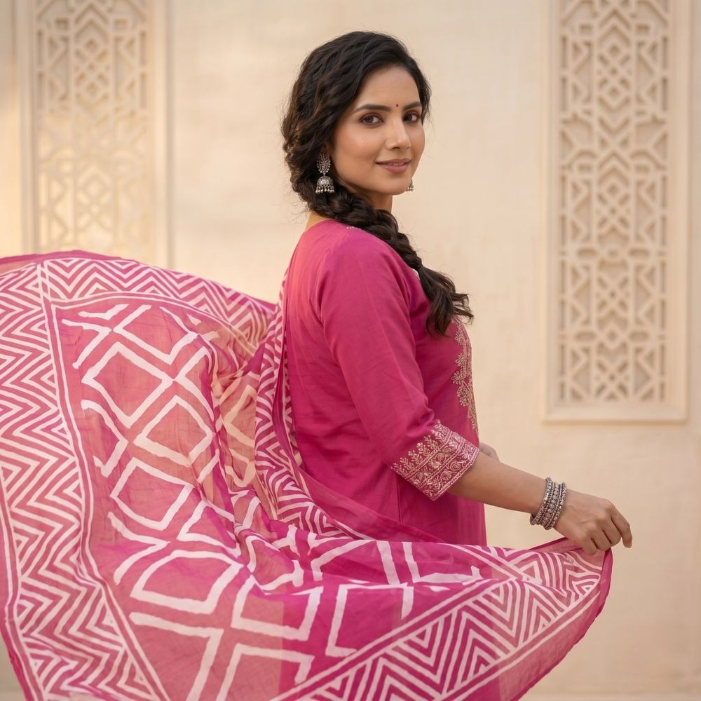 Rosy Charm Ethnic Set | Women Three Piece Suit - Image 3