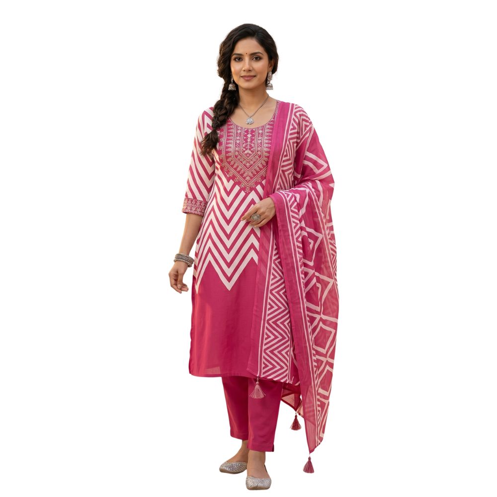 Rosy Charm Ethnic Set | Women Three Piece Suit - Image 2