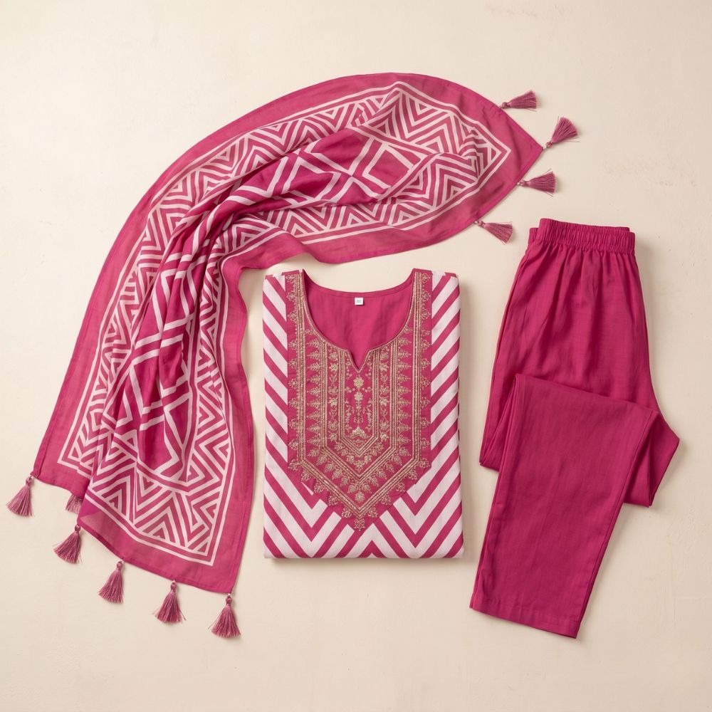 Rosy Charm Ethnic Set | Women Three Piece Suit - Image 4