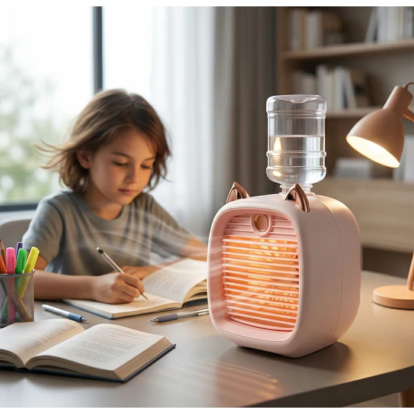 Portable Mini Air Cooler Fan with Spray Mist Function (1 Pc) - Image 2
